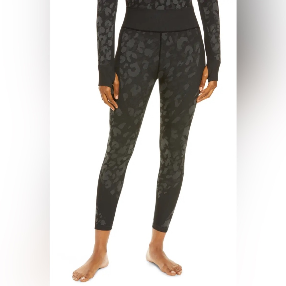 Zella Cozy Patterned Baselayer Leopard Leggings, Size M